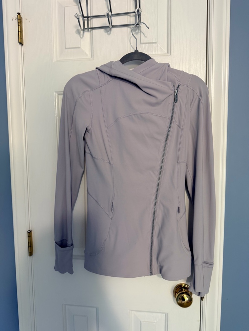 lululemon athletica Light Lavender Asymmetrical Hooded Bomber Jacket